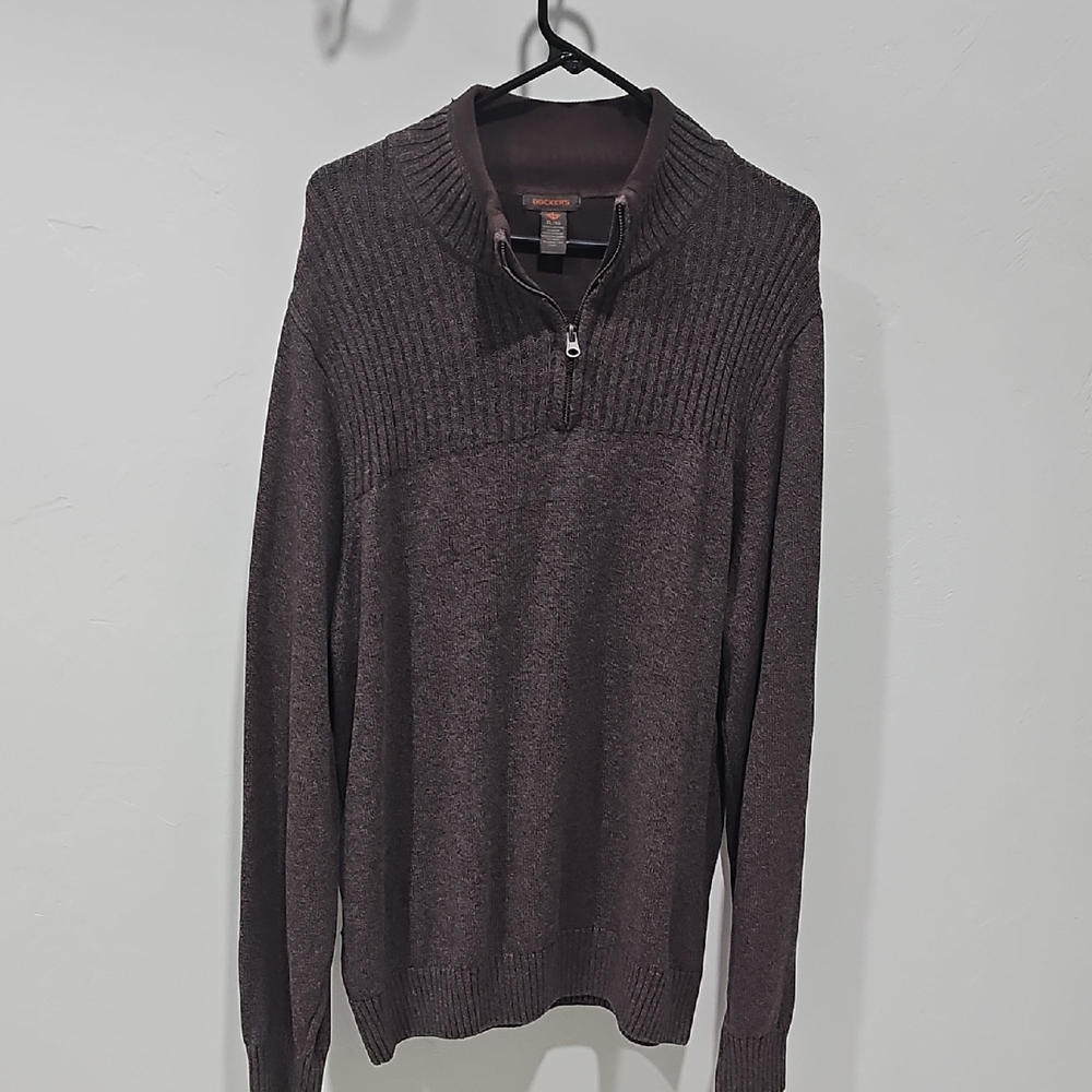 Dockers Men's Dark Brown Zip Up Pullover